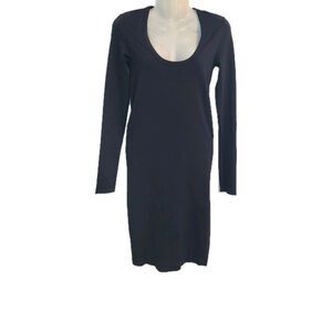 Helmut Lang Black Seamless Scoop Neck Bodycon Dress Sz XS/S Edgy 90s Minimalist